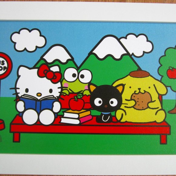Hello Kitty Pompompurin Keroppi Chococat Sanrio Bus Stop Art Wall Frame - Picture 2 of 3
